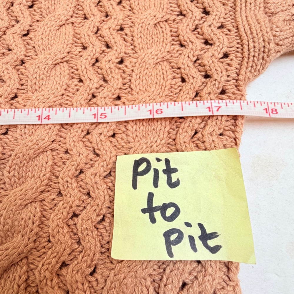 Marc New York Andrew Marc Peach Cable Knit Cotton Cardigan Sweater Womens Small - Picture 8 of 10